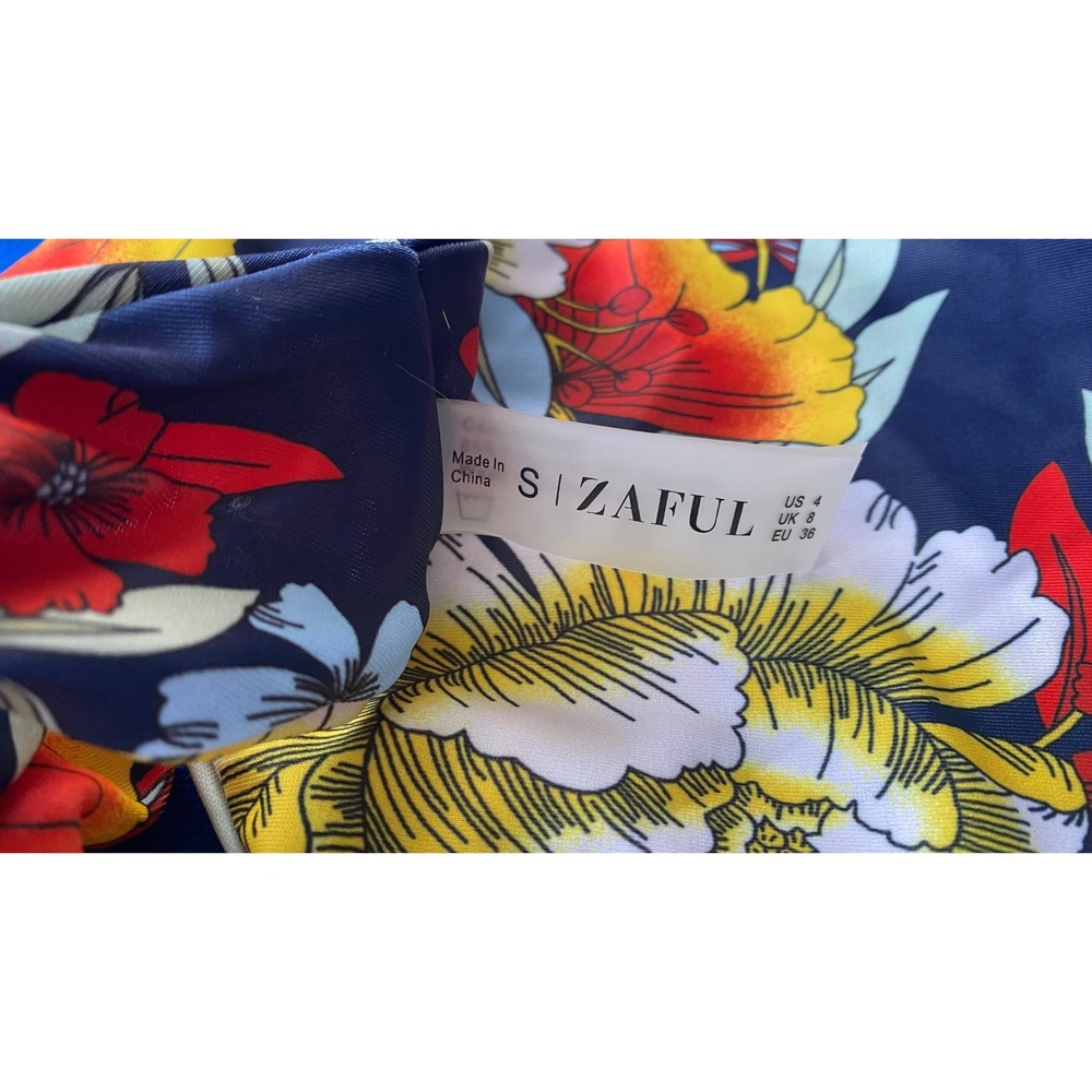 ZAFUL 2Piece Navy Floral Bikini Size Small New With Tags Tropical Hibiscus Print - Picture 7 of 7